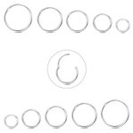 Diamday 10 Pcs 6-14mm 316L Steel Nose Rings Septum Piercing Cartilage Hoops 16G 18G Segment Ring Body Piercing Nose Hoop Lip Rings Helix Earrings For Women Men (Silver) 16G