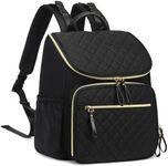 LORADI Large Capacity Diaper Bag with Stroller Clips, Water-Resistant Travel Backpack with Insulated Pockets, Black-gold, Large, Diaper Bag