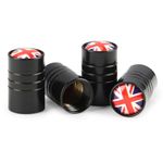 4PCS UK Flag Tyre Valve Dust Caps,Mini Cooper Accessories Mini Union Jack Metal Chrome Tyre Valve Dust Cap for Car SUV Truck Motorbike Bicycle