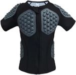 Football Rib Protector Youth Baseball Chest Protective Shirt Kids Padded Compression Shirt (Black YL)