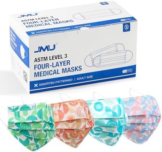 JMU 50 Pack Multicolor Disposable Face Masks, 4-Ply ASTM Level 3 Medical Face Masks for Adults