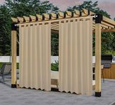 GREEN DECOR Waterproof Polyester 300GSM Fabric Sun Rain & Vision Blockage Curtains with Top Style Loop Used for Door,Balcony,Outdoor & Indoor Area(Beige 4.5 X 9 Feet,Piece of 1)