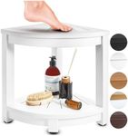 ROHKEX Waterproof Corner Shower Bench for Leg Shaving - White Corner Table for Inside Bath, Shower, and Restroom Decor