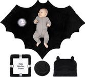 Bumba Kids Multi-Use Batman Plush Baby Blanket With Monthly Milestone Option and Baby Boy Beanie In One Set, Use Bat Blanket, Halloween Baby Blanket, Spooky Blanket, Goth Baby Stuff, Batman Baby Stuff