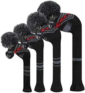 Scott Edward Knit Wood Golf Covers 4 Pieces Handmade Knitted Item Fit Over Well Driver Wood(460cc) Fairway Wood2 and Hybrid(UT)