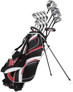Precise S7 Men’s Right Handed Complete Golf Club Set Regular, Include 460cc Driver, 3 Wood, 5 Wood, 24* Hybrid, 5-9 PW Irons, Sand Wedge, Putter, Deluxe Stand Bag & 4 Headcovers | Black/Red