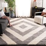 GEM CARPETS Modern Soft Shaggy Rugs Fluffy Home Decorative Carpet for Living Room 2-inch Thick Carpet, Home Decor Shaggy Carpet(Gray White Beige,5X7 FEET)