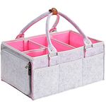 Handcuffs Cute Diaper Caddy Bag for Smart Mothers Baby Diaper Caddy Organizers Baby Wipes Felt Storage, Nursery, Foldable and Portable (Grey & Pink)