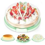 Ohuhu Cheesecake Container, Pie Cake Carrier BPA-Free up to 10'' Cake - Cupcake Container with Lid and 2 Handles 4-in-1 Multipurpose Cake Keeper Holder Platter for Mother's Day Gift