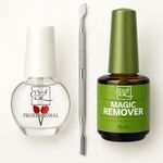 BEAUZY PROFESSIONAL Cuticle Oil with Magic Remover 15ml + Dual Cuticle Pusher, Nourishing Nail & Cuticle Care Combo, Quick & Easy Gel Nail Polish Remover in 3-5 Minutes, Hydrates & Strengthens Nails – Professional Nail Kit (Rose)