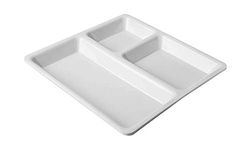 Urmila Plastic® Food-Grade Plastic 3 in 1 Compartments Pav Bhaji Plate Dinner Plates Serving Plates White Set of 6