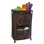 Essentially Yours Rolling Pool Noodle Storage Organizer Bin, Standard Noodle Holder, HL, 16" W x 28" L x 41" H, Brown Mesh/Brown PVC