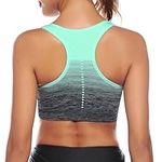 Sykooria Women's Sports Bra Mid Support Wirefree Racerback Workout Bra Removable Padding Yoga Gym Running Crop Top(Green,M)