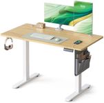 VASAGLE Electric Standing Desk, Height Adjustable Desk, 120 x 60 cm, 4 Memory Heights, USB-C Port, Storage Pocket, for Home Office, Study, Golden Oak LSD132YA02