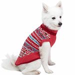 Blueberry Pet Fair Isle Style Sugar Coral Pullover Dog Sweater with Valentine Heart, Back Length 20", Pack of 1 Clothes for Dogs