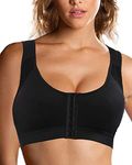 Jengo Post Surgery Bra for Women Front Closure Sports Bra Breast Augmentation Bra Post Surgery Bra, Black, M