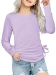 Arshiner Cute Clothes for Girls Ruched Knot Side Girls Fashion Clothes Size 7-8 Casual Girls Outfits Crew Neck Girls T Shirts for Girls 7-8 Purple