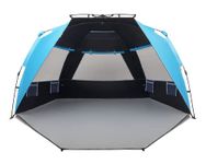 Easthills Outdoors Instant Shader Enhanced Pop Up Beach Tent Instant Sun Shelter with UPF 50+ UV Protection Double Black Coating for Kids & Family Sky Blue