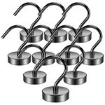 Grtard 10Pack Black Strong Magnetic Hook Heavy Duty, 50LBS Strong Neodymium Magnet Hooks for Hanging, Large Magnetic Hooks for Cruise, Magnets with Hooks for Home, Office, Kitchen, Workplace