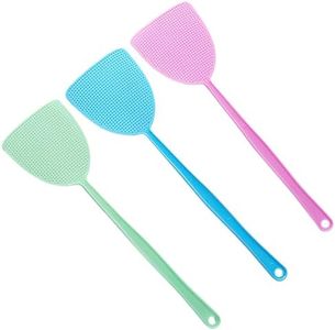 Fly Swatter, 3pcs Flexibleand Long Handle Swatter Set, Plastic Manual Mosquitoes Pests Flies Swatters for Kitchen, Baby Nursery, Camping and Outdoor Activities, 17.6inch, 3 Colors