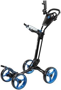 Qwik-Fold Folding Golf Push Cart 4 Wheel with Foot Brake – 1-Second Open & Close Golf Bag Cart, Adjustable Handle, Ball-Bearing Wheels, Lightweight Aluminum Frame, Umbrella Holder Included