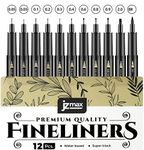 JZMAX Black Fineliner Pens Set Art Supplies - 12 Pack Fineliners Technical Drawing Pens- Microliner Art Pens for Artist, Brush Pens for Handwriting, Calligraphy, Sketching, Illustrations, Drawing