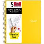 Five Star Spiral Notebook, 5 Subject, Wide Ruled Paper, 200 Sheets, 10-1/2" x 8", Yellow (73469)