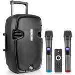 Pyle Wireless Portable PA Speaker, 1000W Bluetooth Loudspeaker, 12” Subwoofer, Dual High-Powered PA System, 2-Way Full Range Audio, Includes Wireless Mic, USB/SD Input, for Outdoor and Event Use