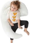 Choc chick Curve Long Toddler Kids Body Pillow for Sleeping,34x27 inches Moon Shape Soft Child Hug Sleep Pillow, 100% Organic Cotton Pillowcase, Washable Breathable Crib Toddler Pillows