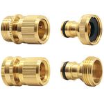 Hydrogarden Garden Hose Quick Connector Brass Quick Hose End Connector Garden Hose Nozzle Connect Kit,Quick Disconnect Hose Fittings Male and Female