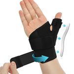 INFILAR Thumb Splint with Wrist Brace - Thumb Support Brace for Wrist Hand Thumb Stabilizer Fits Both Right Left Hand for Men and Women, Black(1 Pair)