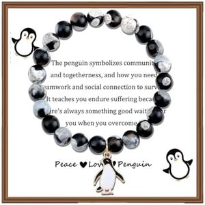PARTNER Penguin Lover Friendship Bracelet - Black and White, Celebrating Penguin Spirit Animal and Teamwork