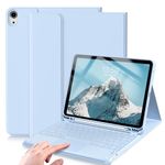 KenKe Keyboard Case for iPad Air 6th 11 inch 2024 M2 iPad Air 5th/4th Generation 10.9 inch with Pencil Holder, Magnetic Detachable Bluetooth Color Matching Keyboard, Auto Sleep/Wake, Sky Blue