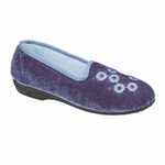 Zedzzz Cathy Ladies Embroidered Slippers Textile Blueberry Velour UK 6