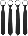 Geyoga 4 Pcs Black Tie for Boys Toddler Kids Adjustable Zip Ties for 6-12 Years Youth Child Toddler Necktie Wedding Graduation School Uniform, Black