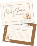 Olivia Samuel 20 x Baby Shower Party Invites - Teddy Bear Design - Ready to Write with Envelopes. Designed and Printed in the UK