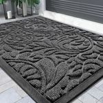 Yimobra Door Mat, Heavy Duty Front Welcome Mats for Home Entrance Outdoor Indoor, Doormat for Outside Back Patio Floor Entry Porch Garage Office, Weather Resistant Easy Clean, 75 x 43 cm, Grey