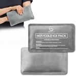 2 Pack Reusable Ice Packs for Injuries - Soft Ice Pack with Velvet Soft Fleece Fabric | Flexible Hot and Cold Gel Ice Pack Set- Cold Packs for Injuries, Knee, Back, Neck Pain - 10 x 6, Grey