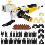 Enventor Oscillating Multi Tools, 280W 15000-22000 OPM Electric Corded Multi Tool, 6 Variable Speeds, 3°Oscillation Angle, Quick-fit Blade Design, Auxiliary Handle, with 43pcs Accessories