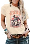 VILOVE Wild West Cowgirl Shirt Women Rodeo Tour Tshirt Western Graphic Tees Country Cowboy Outfits Short Sleeve Tops