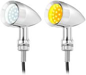 PBYMT 2PCS Motorcycle Bullet 24 LEDs Front Turn Signal White Amber Light SMD Blinker Indicator Compatible for Honda Yamaha Suzuki Kawasaki Harley Sportster Dyna