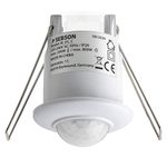 SEBSON 2x PIR Sensor Ceiling Indoor 360°, Flush mounted, Recessed Infrared Motion Detector, LED light suitable, Range max. 6m /360°, max. 800/200W, IP20