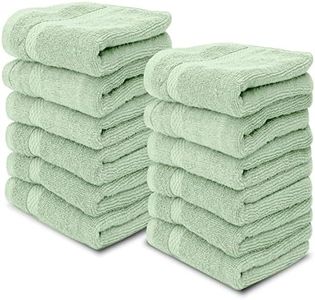 White Classic Luxury Washcloths for Bathroom-Hotel-Spa-Kitchen-Set - Circlet Egyptian Cotton - Highly Absorbent Hotel Quality Face Towels - Bulk Set of 12-13x13 Inch (Lt Green)
