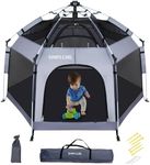 Premium Indoor and Outdoor Baby Playpen - Portable, Lightweight, Pop Up Pack and Play Toddler Play Yard w/Canopy and Travel Bag - Grey