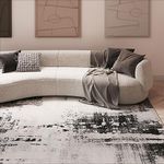 Designer Silver Grey Abstract Living Area Rug Slate Textured Polyester Painterly Carpet Stain Resistant Paint Brush Lounge Hallway Rugs 120cm x 170cm