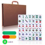 ORIENTOOLS Chinese Mahjong Game Set - 3.5cm Large Mah Jongg Set - Green Mahjong Tiles Set Contains 144 Melamine Tiles, 2 Spare Tiles