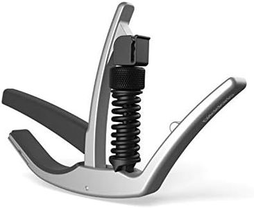 D’Addario Guitar Capo – NS Artist - For 6-String Electric and Acoustic Guitars - Single Hand Use – Integrated Pick Holder and NS Micro Tuner Mounting Bracket - Silver