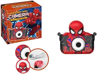 spiderman Camera for Girls Boys with Cartoon Silicone Cover, Digital Mini Toddler Camera Toys for 3 4 5 6 7 8 9 10 11 12 Year Old Kids Birthday Chirstmas Gift -1080P and selfie camera, video recording
