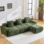 MELLCOM 104'' Modular Sectional Boneless Couch, L Shaped Corner Sofa with Deep Seat&Wide Armrest Design, Cloud Couch for Living Room, Bedroom, No Assembly Required (Green)
