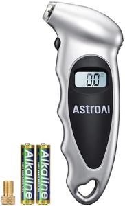 AstroAI Digital Tire Pressure Gauge with Replaceable AAA Battery, 150 PSI 4 Settings Stocking Stuffers for Car Truck Bicycle Backlit LCD Non-Slip Grip Car Accessories, Silver
